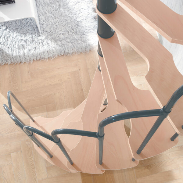 Escalier semi-hélicoïdal Skidoo 120 x 60cm,- 315cm (13 marches),Italo-Silver (argent)