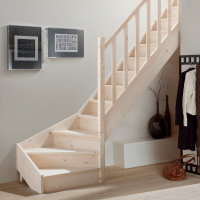 Escalier en épicéa Savoy 1/4 tournant avec rampe bois classic, contremarches *PROMO*