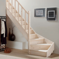 Escalier en épicéa Savoy 1/4 tournant avec rampe bois classic, contremarches *PROMO*