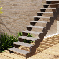 Escalier extérieur Astra sans rampe, 102 - 120cm (6 marches), Grillage soudée, galvanisé et peint noir