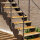 Escalier extérieur Astra avec cables Inox 4mm - des deux côtes, 68 - 80cm (4 marches), Mélèze brut, galvanisé et peint noir