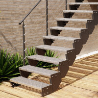 Escalier extérieur Astra avec cables Inox 4mm - dun côte, 34 - 40cm (2 marches), Grillage soudée, galvanisé et peint noir