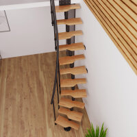 Escalier gain de place ATRIUM Pico, 240,5 - 325cm (12 marches), Noir, Aulne
