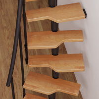 Escalier gain de place ATRIUM Pico, 259 - 350cm (13 marches), Noir, Aulne
