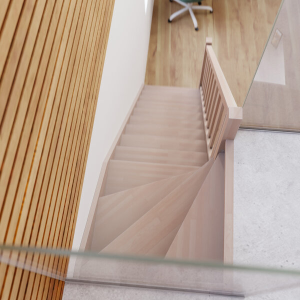Escalier en bois Monti Up 1/4 tournant haut