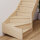 Escalier en bois Monti 1/4 tournant sans rampe- 52cm, tournant à gauche, épicéa massif, avec contremarches, - 280cm (13 marches)