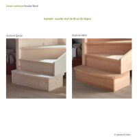 Escalier en bois Monti 1/4 tournant avec rampe- 74cm, tournant à gauche, épicéa massif, avec contremarches, - 300cm (13 marches + socle)