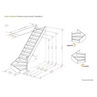 Escalier en bois Monti 1/4 tournant sans rampe- 74cm, tournant à gauche, épicéa massif, sans contremarches, - 280cm (13 marches)