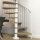 Escalier colimaçon C20 - 140cm, 168 - 184cm (7 marches + palier), peint blanc, nature, main courante en pvc