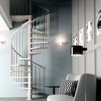 Escalier colimaçon C20 - 110cm, 231 - 253cm (10 marches + palier), peint gris, gris pierre, main courante en pvc