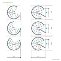 Escalier colimaçon C20 - 110cm, 231 - 253cm (10 marches + palier), peint gris, gris pierre, main courante en pvc