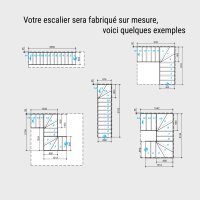 Escalier sur mesure L20 -100cm, 234 - 286cm (12 marches)