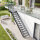 Escalier extérieur Astra avec palier et rampe: barreaux , 85 - 100cm (5 marches + palier), 2 supports muraux, grillage soudée