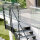 Escalier extérieur Astra avec palier et rampe:  Ø 12mm Tube, 85 - 100cm (5 marches + palier), 2 supports muraux, grillage soudée