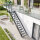Escalier extérieur Astra avec palier et rampe:  Ø 4 mm cables, 68 - 80cm (4 marches + palier), 2 supports muraux, grillage soudée
