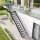 Escalier extérieur Astra avec palier et rampe: barreaux  avec remplissage, 68 - 80cm (4 marches + palier), 2 supports muraux, grillage soudée