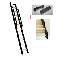 Échelle de meunier / escalier gain de place Move- Anthracite (gris foncé), - 243cm (10 marches), Hêtre massif avec capuchons