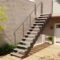 Escalier extérieur droit Astra - Marches en tôle perforée