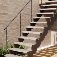 Escalier extérieur droit Astra - Marches en tôle perforée