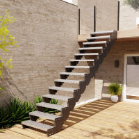 Escalier extérieur droit Astra - Marches en tôle perforée