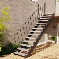 Escalier extérieur droit Astra - Marches en tôle perforée