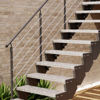 Escalier extérieur droit Astra - Marches en tôle perforée