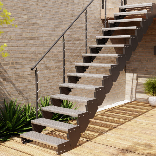 Escalier extérieur droit Astra - Marches en caillebotis