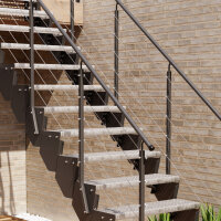 Escalier extérieur droit Astra - Marches en caillebotis