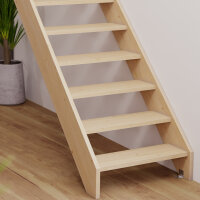 Escalier en bois Monti sans rampe- 52cm, épicéa massif, sans contremarches, - 280cm (13 marches)