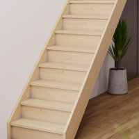 Escalier en bois Monti sans rampe- 52cm, épicéa massif, avec contremarches, - 300cm (13 marches + socle)