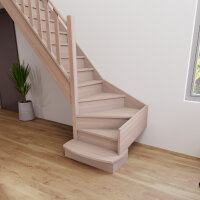 Escalier en bois Monti avec rampe- 74cm, épicéa massif, avec contremarches, - 300cm (13 marches + socle)