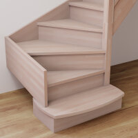 Escalier en bois Monti avec rampe- 74cm, épicéa massif, avec contremarches, - 300cm (13 marches + socle)