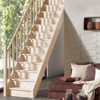 Escalier en bois Casablanca avec rampe- 52cm, épicéa massif, avec contremarches, - 280cm (13 marches)