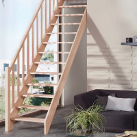 Escalier en bois Casablanca avec rampe- 52cm, épicéa massif, avec contremarches, - 280cm (13 marches)