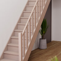 Escalier en bois Monti avec rampe- 52cm, hêtre  massif, avec contremarches, - 280cm (13 marches)