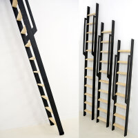 Échelle de meunier / escalier gain de place Move- Anthracite (gris foncé), - 243cm (10 marches), Hêtre massif