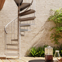 Escalier extérieur en colimaçon Gardini  - 110cm, 168 - 184cm (7 marches + palier), galvanisé