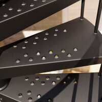 Escalier extérieur en colimaçon Gardini Couleur  - 130cm, 168 - 184cm (7 marches + palier), galvanisé et peint noir