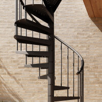 Escalier extérieur en colimaçon Gardini Couleur  - 140cm, 273 - 299cm (12 marches + palier), galvanisé et peint noir