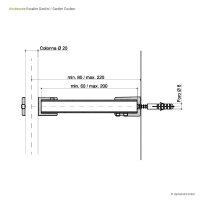 Connecteur mural pour la rampe, distance de 30 ou 40mm, galvanisé et peint noir