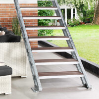 Escalier extérieur Hollywood WPC sans rampe - 80cm, 93 - 133cm (5 marches), Anthracite