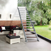 Escalier extérieur Hollywood WPC sans rampe - 80cm, 93 - 133cm (5 marches), Anthracite