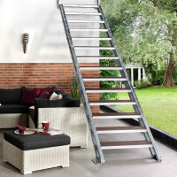 Escalier extérieur Hollywood WPC sans rampe - 80cm, 93 - 133cm (5 marches), Anthracite