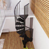 Escalier colimaçon Cannes - 120cm, 273 - 299cm (12 marches + palier), peint noir