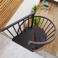 Escalier colimaçon Cannes - 120cm, 273 - 299cm (12 marches + palier), peint noir