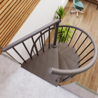 Escalier colimaçon Cannes - 140cm, 168 - 184cm (7 marches + palier), peint bronze