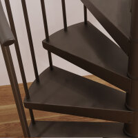 Escalier colimaçon Cannes - 140cm, 168 - 184cm (7 marches + palier), peint bronze