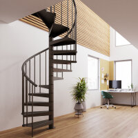 Escalier colimaçon Cannes - 140cm, 168 - 184cm (7 marches + palier), peint bronze