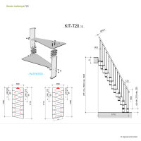 Escalier gain de Place T20, 315 - 345cm (14 marches), peint bronze