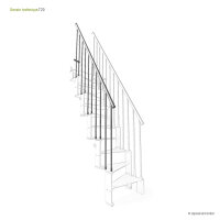 Escalier gain de Place T20, 315 - 345cm (14 marches), 2 rampes, peint bronze